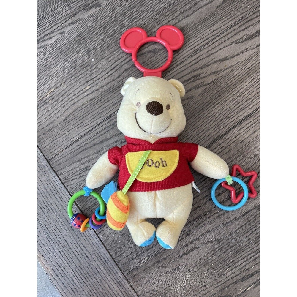 Disney Babies WINNIE THE POOH stuffed Plush Rattle teether baby toddler Toy 9in